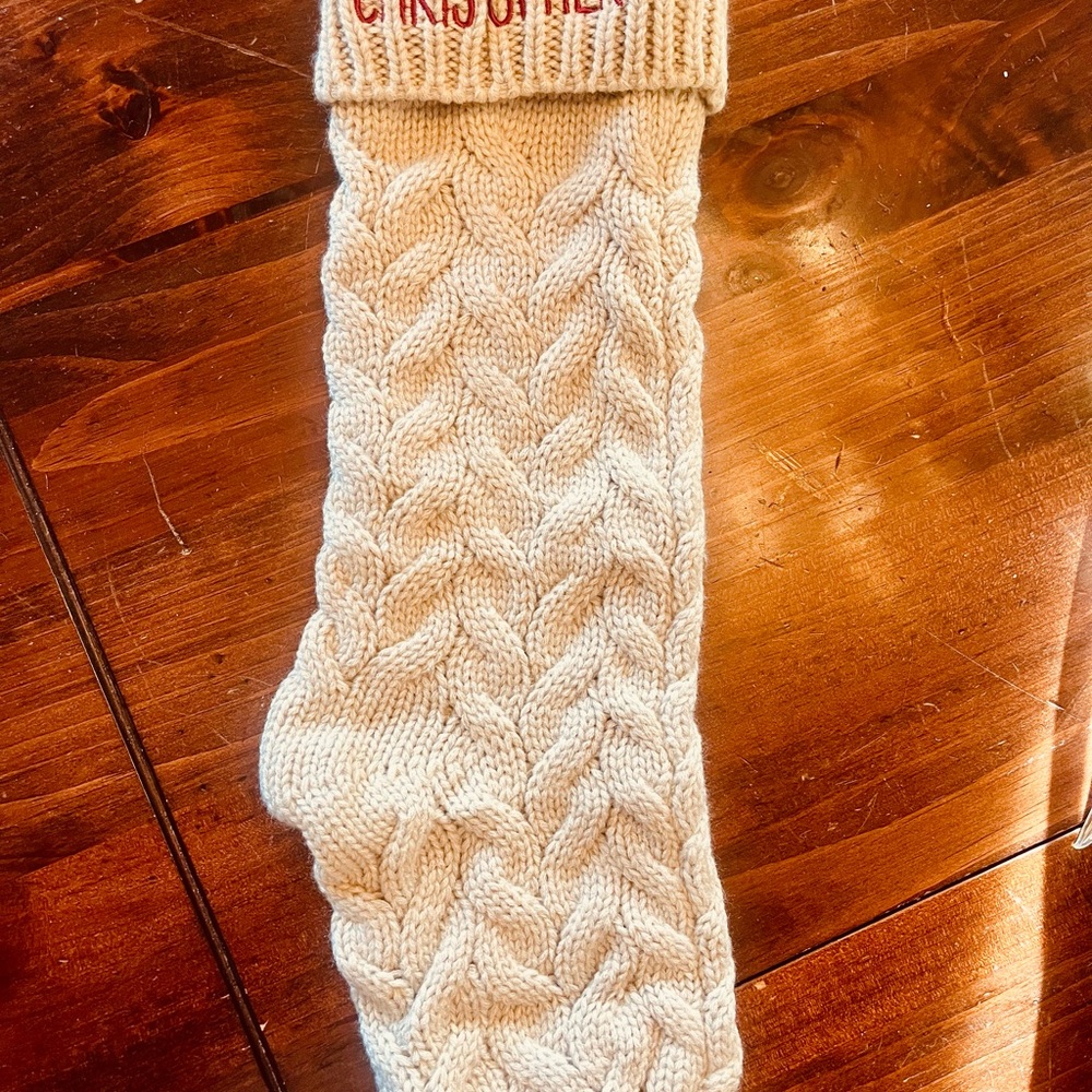Tan/GreyCable Knit Christmas Stocking
